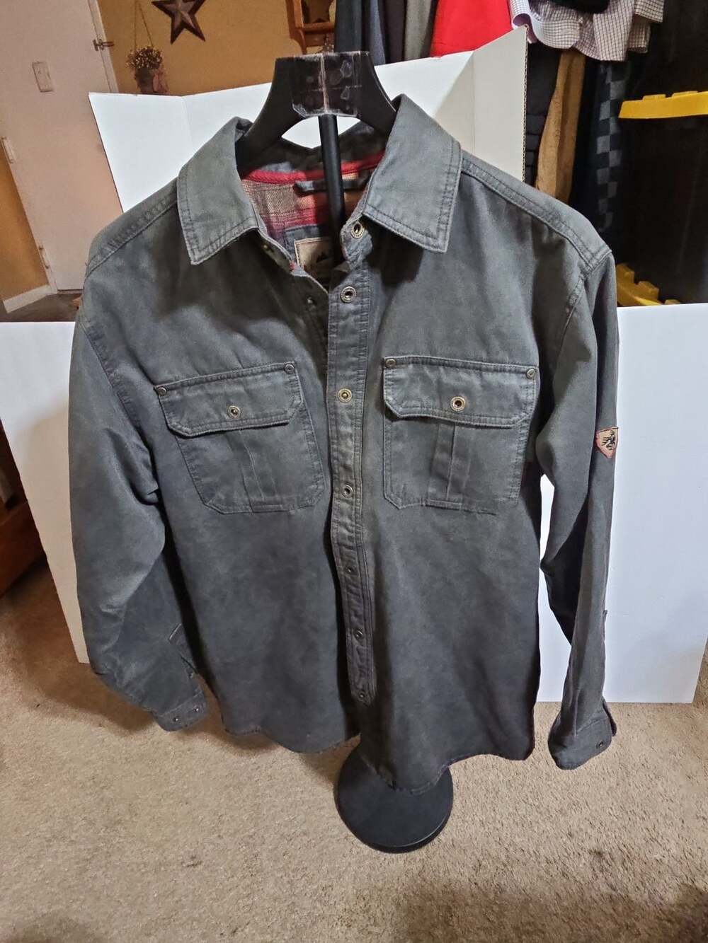 Legendary Whitetails Flannel Lined Shirt Jacket Size M Gray